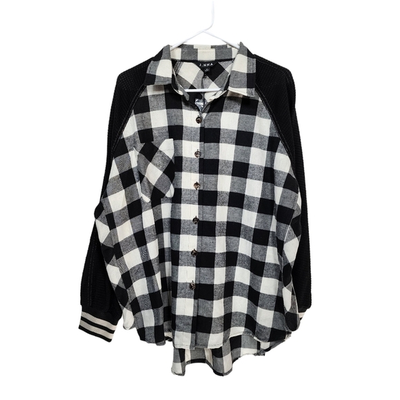 J. NNA Women's Anne Plaid Long Sleeves Shacket - M - Picture 2 of 7